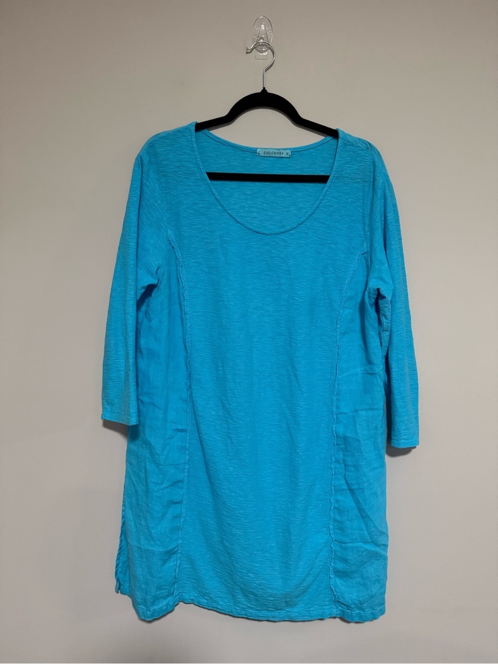 Cut Loose Blue Lightweight Scoop Neck Linen Blend Tunic Size XL Coastal Artsy